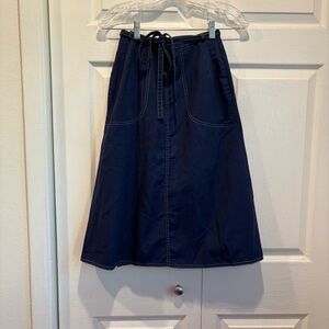 Vintage Blue Wrap Skirt With Pockets